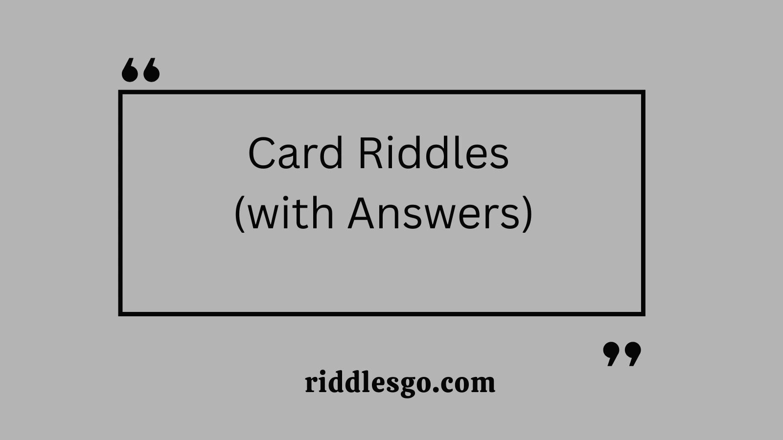 Card Riddles (with Answers)