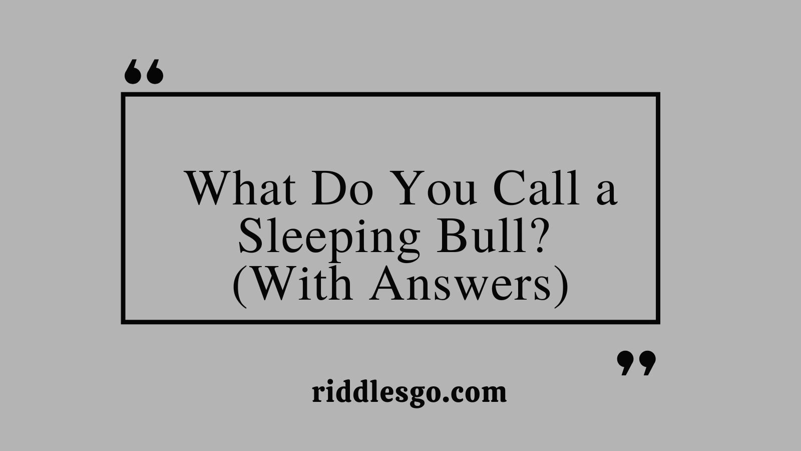 What Do You Call a Sleeping Bull? (With Answers)